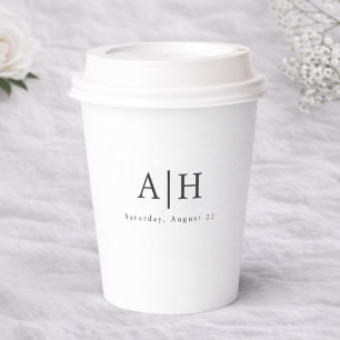 Gobelet en papier pour mariage avec monogramme ser