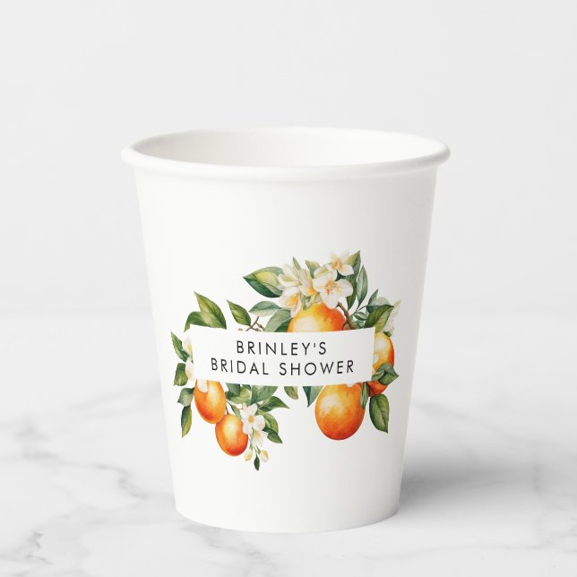 Gobelet en papier pour mariage Citron Mandarin (Recto)