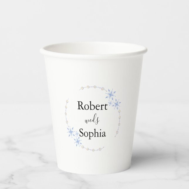 Gobelet en papier pour mariage flocon de neige d'h (Recto)