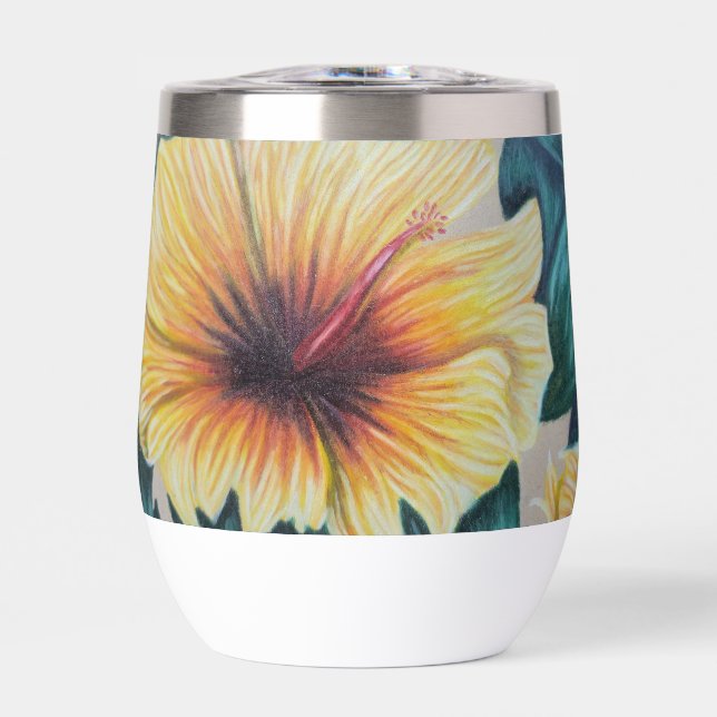 gobelet thermique à hibiscus jaune (Avant)