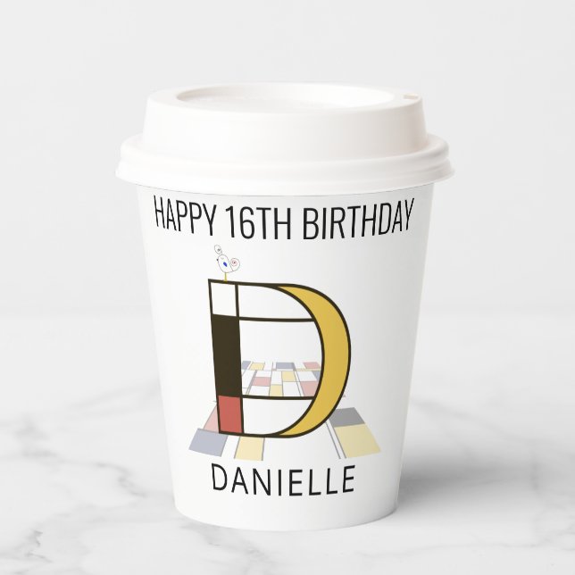 Gobelets En Papier С ool Neoplasticism Style Monogramme. Lettre D (Recto)