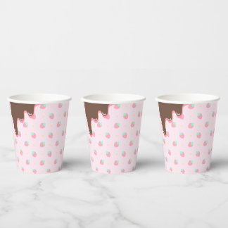GOBELETS EN PAPIER いちごチョコ柄のかわいい♡