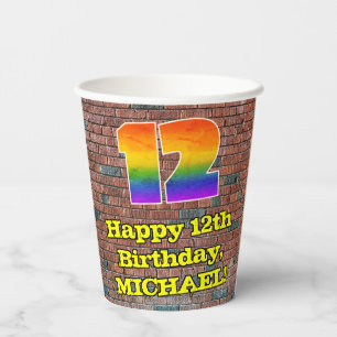 Gobelets En Papier 12e anniversaire : Arc en ciel inspiré par les gra