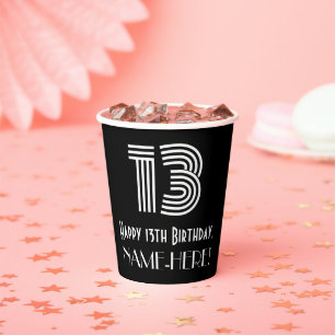 Gobelets En Papier 13ème anniversaire — Art Déco Inspiré Look "1