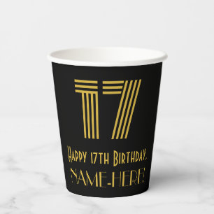 Gobelets En Papier 17ème anniversaire : Art Déco Inspiré Look "17" & 
