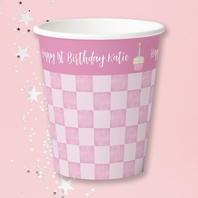 Gobelets En Papier 1er Anniversaire Cupcake tasse de papier (Créateur téléchargé)