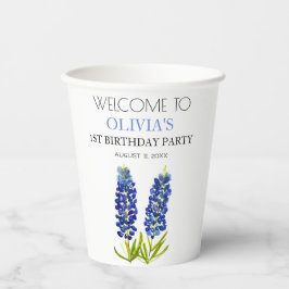 Gobelets En Papier 1ère fête d'anniversaire Bluebonnets Baby Girl