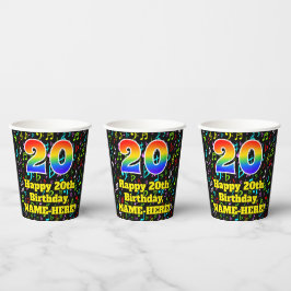 Gobelets En Papier 20e anniversaire : Fun Music Notes Motif, Rainbow 