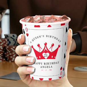Gobelets En Papier 21e anniversaire Queen of Hearts Casino Poker Card