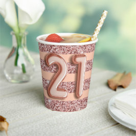 Gobelets En Papier 21e Anniversaire Rose Gold Parties scintillant Str