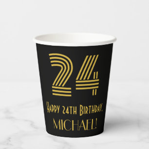 Gobelets En Papier 24e anniversaire : Art Déco Inspiré Look "24" & No