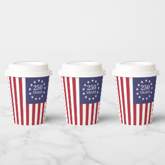 Gobelets En Papier 250e anniversaire d'Amérique Patriotique USA Indép