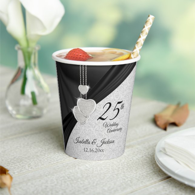 Gobelets En Papier 25e anniversaire - Mariage, anniversaire ou servic (Insitu)