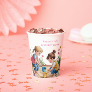 Gobelets En Papier 2e anniversaire Sandbox Girl Party