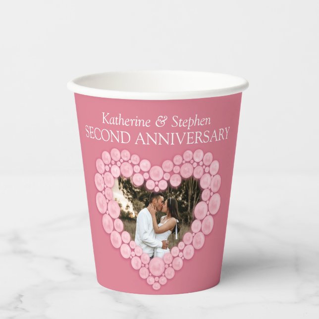Gobelets En Papier 2e rose quartz mariage anniversaire (Recto)
