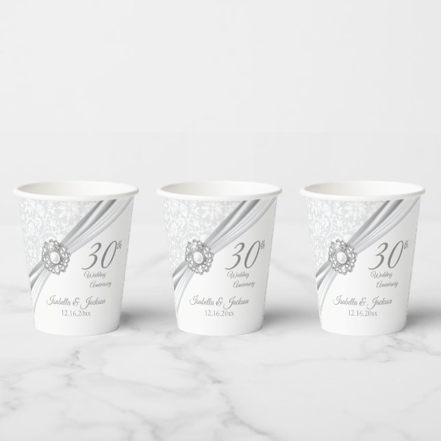 Gobelets En Papier 30e anniversaire / Anniversaire - Personnaliser (Multi)