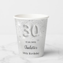 Gobelets En Papier 30e anniversaire argent parties scintillant monogr