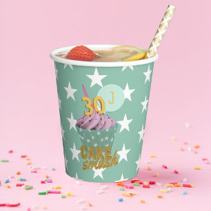 Gobelets En Papier 30e anniversaire Cake Smash Party Green 8oz