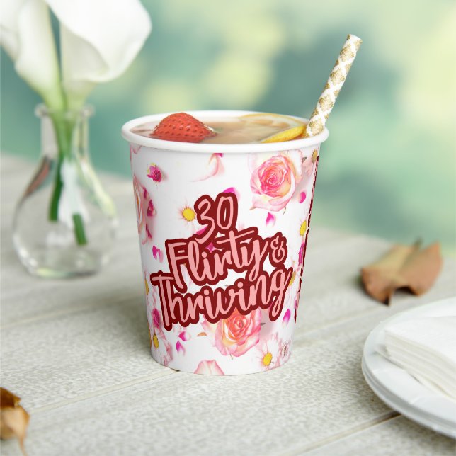Gobelets En Papier 30e anniversaire Trente Flirty et Fun Fun Rose (Insitu)
