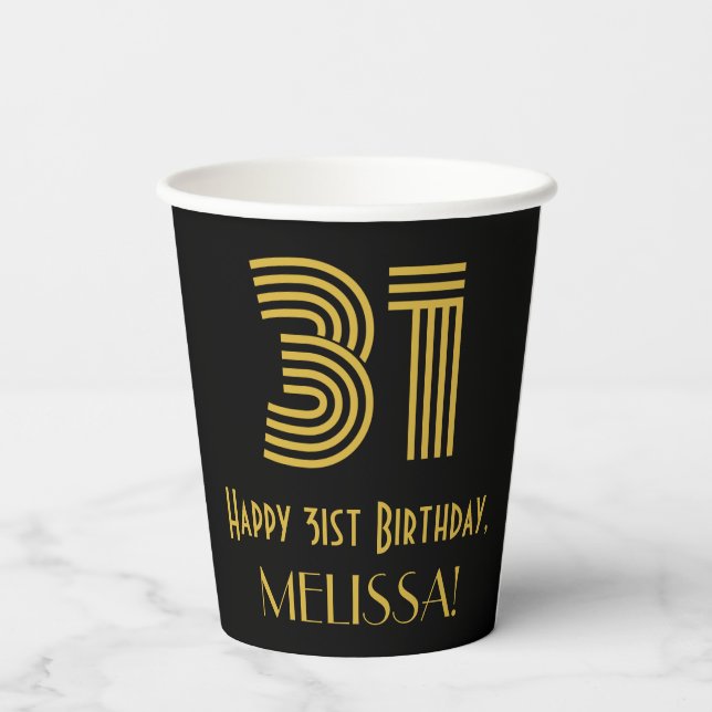 Gobelets En Papier 31e anniversaire : Art Déco Inspiré Look "31" & No (Verso)