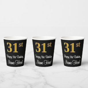 Gobelets En Papier 31e anniversaire - Elégant luxe Faux Gold Look #