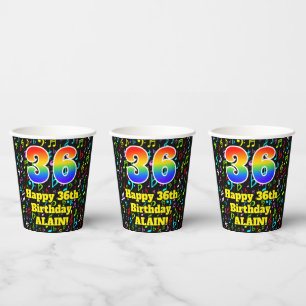 Gobelets En Papier 36e anniversaire : Fun Music Notes Motif, Arc-en-c