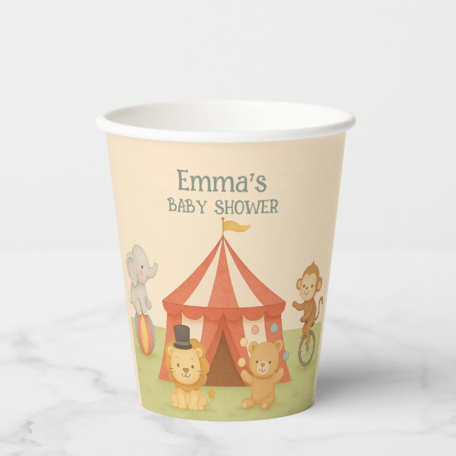 Gobelets En Papier 3 Ring Circus Baby Shower (Recto)