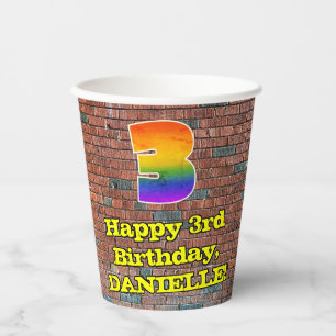 Gobelets En Papier 3e anniversaire : Arc-en-ciel inspiré par les graf