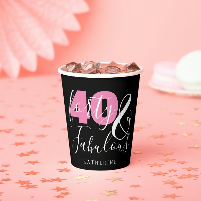 Gobelets En Papier 40 Et fabuleux Elégant 40e Anniversaire Custom (Insitu)