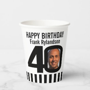 Gobelets En Papier 40e anniversaire coutume deux photo noir blanc