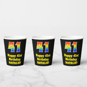 Gobelets En Papier 41e anniversaire : coloré, amusant, excitant, arc-