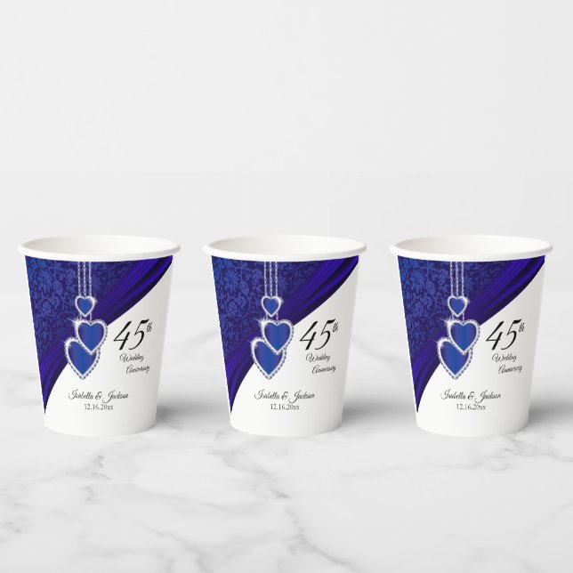 Gobelets En Papier 45e / 65e anniversaire du Mariage Sapphire (Multi)