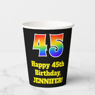 Gobelets En Papier 45e anniversaire : Coloré, Amusant, Excitant, Arc-