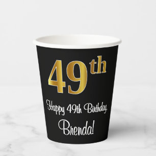 Gobelets En Papier 49e anniversaire - Elégant luxe Faux Gold Look #