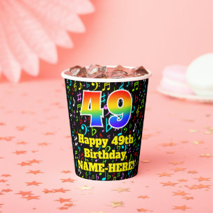 Gobelets En Papier 49e anniversaire : Fun Music Notes Motif, Arc-en-c