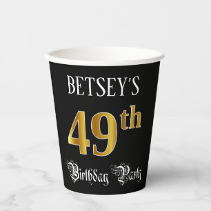 Gobelets En Papier 49th Birthday Party — Fancy Script, Faux Gold Look