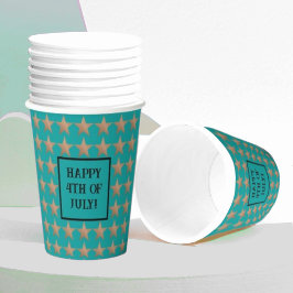 Gobelets En Papier 4 juillet Cuivre et Turquoise uniques