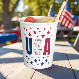 Gobelets En Papier 4 juillet USA Paper Cup avec étoiles