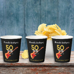 Gobelets En Papier 50 Rocks Cool Guitare Fête d'anniversaire 50 ans