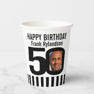 Gobelets En Papier 50e anniversaire coutume deux photo noir blanc