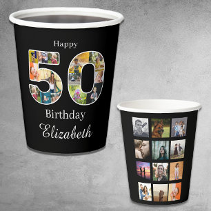 Gobelets En Papier 50e anniversaire Créez votre propre photo multipho