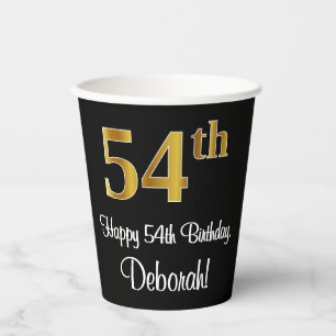 Gobelets En Papier 54e anniversaire - Elégant luxe Faux Gold Look #