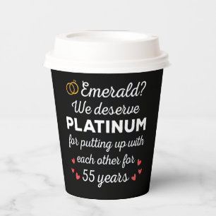 Gobelets En Papier 55e anniversaire du Mariage I - Emerald Funny Coup
