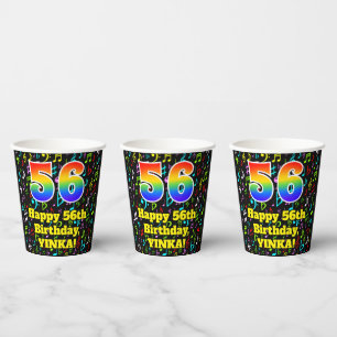 Gobelets En Papier 56e anniversaire : Fun Music Notes Motif, Rainbow