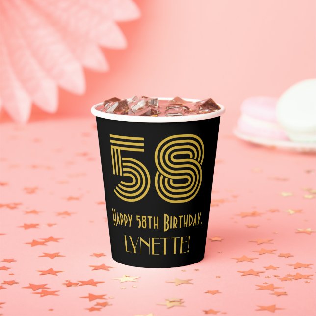 Gobelets En Papier 58e anniversaire : Art Déco Inspiré Look "58" & No (Insitu)
