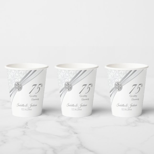 Gobelets En Papier 60e /75e anniversaire du Mariage diamant (Multi)