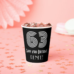 Gobelets En Papier 63e anniversaire — Art Déco Inspiré Look "63" + No