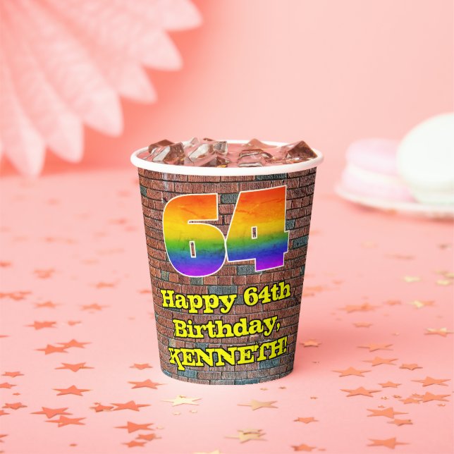 Gobelets En Papier 64e anniversaire : Arc-en-ciel amusant inspiré par (Insitu)