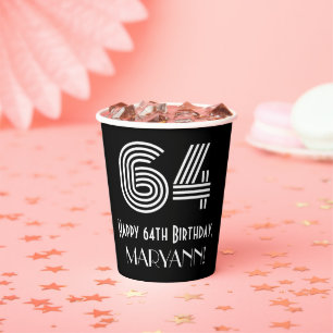 Gobelets En Papier 64e anniversaire — Vue inspirée d'Art Déco “64” +