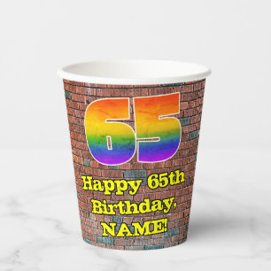 Gobelets En Papier 65e anniversaire : Arc-en-ciel amusant inspiré par